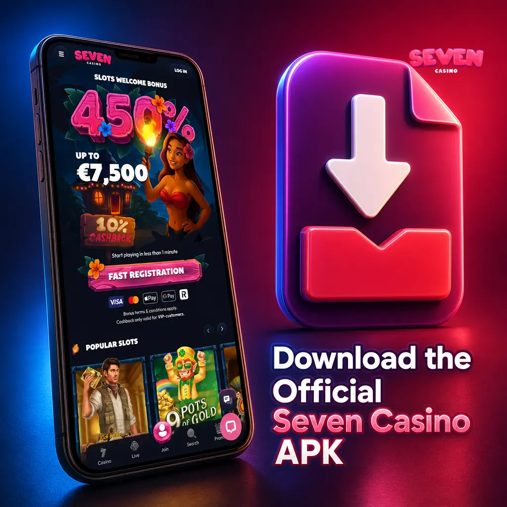Official Seven Casino APK download button for verified and secure mobile app installation
