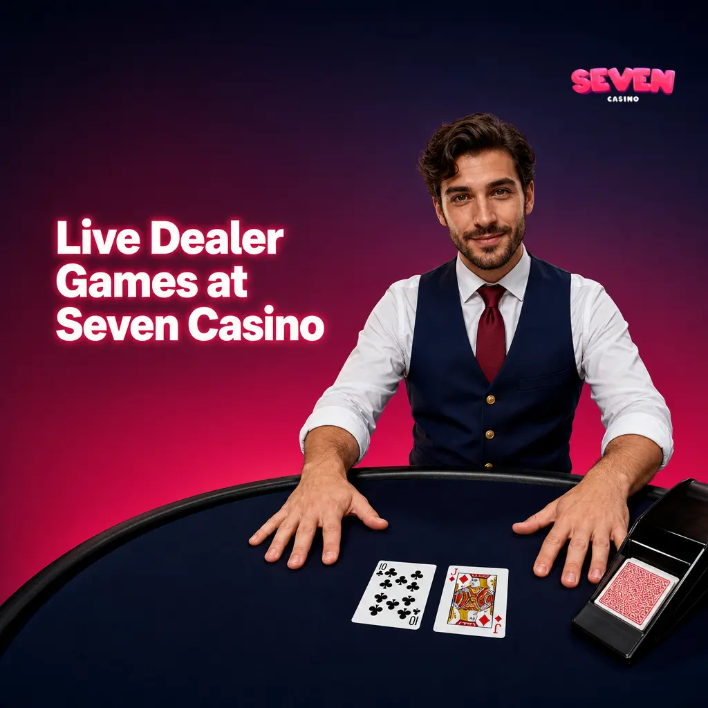 Live dealer roulette and blackjack tables streamed in HD from professional casino studios at Seven Casino