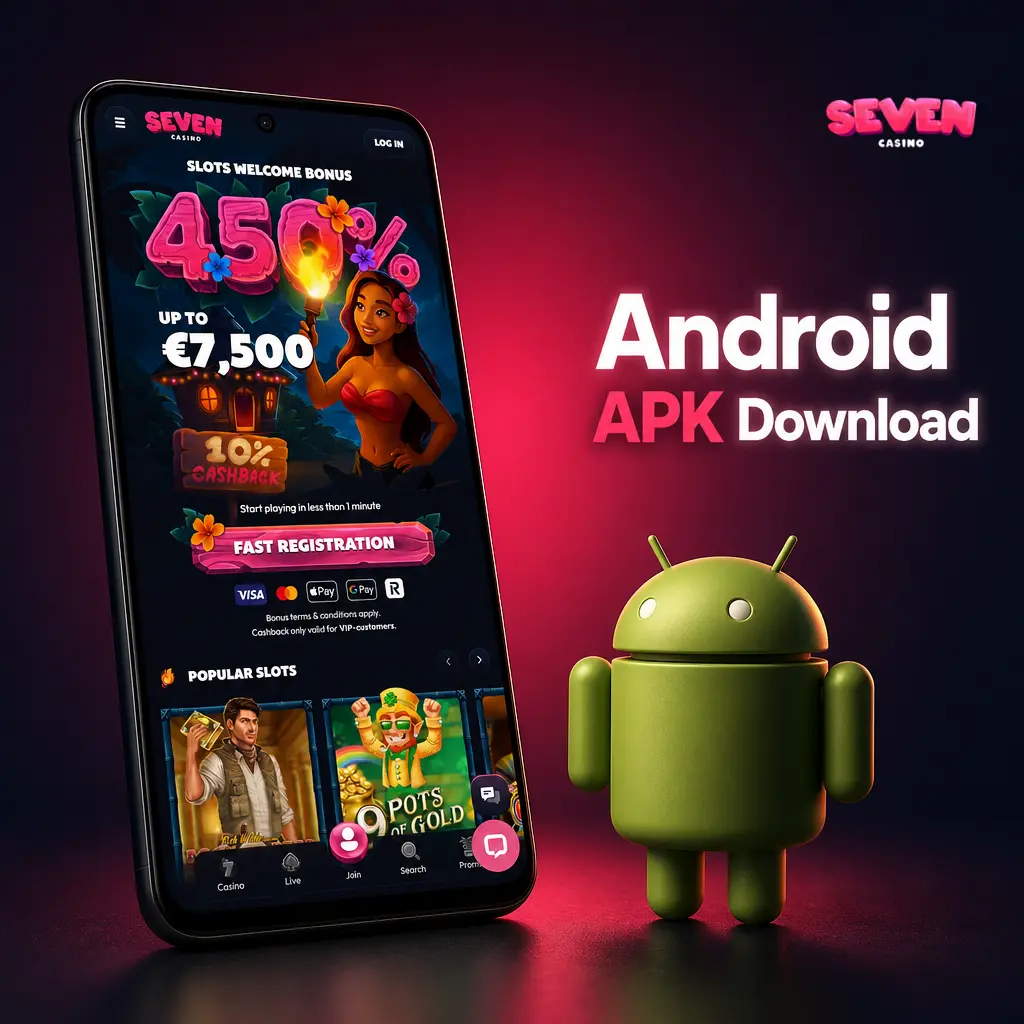 Seven Casino Android APK download page showing secure, verified installation file available exclusively from the official site