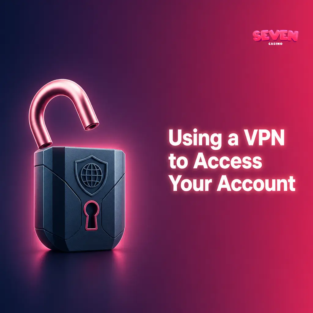 Person using VPN on laptop to access online casino account, with network security and location icons visible