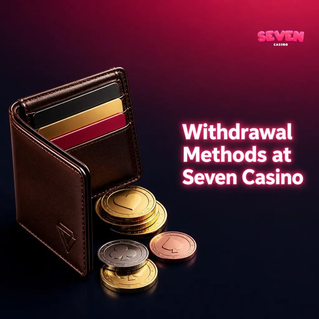 Seven Casino withdrawal methods showing minimum A$20 limit, daily A$5,000 cap, and crypto or card payout options